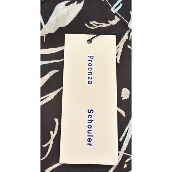 Proenza Schouler Floral Crepe De Chine Dress in Black & White NWT Size 6 - Picture 4 of 5